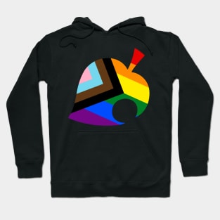 Progress Pride Flag Racoon Leaf Crossing Hoodie